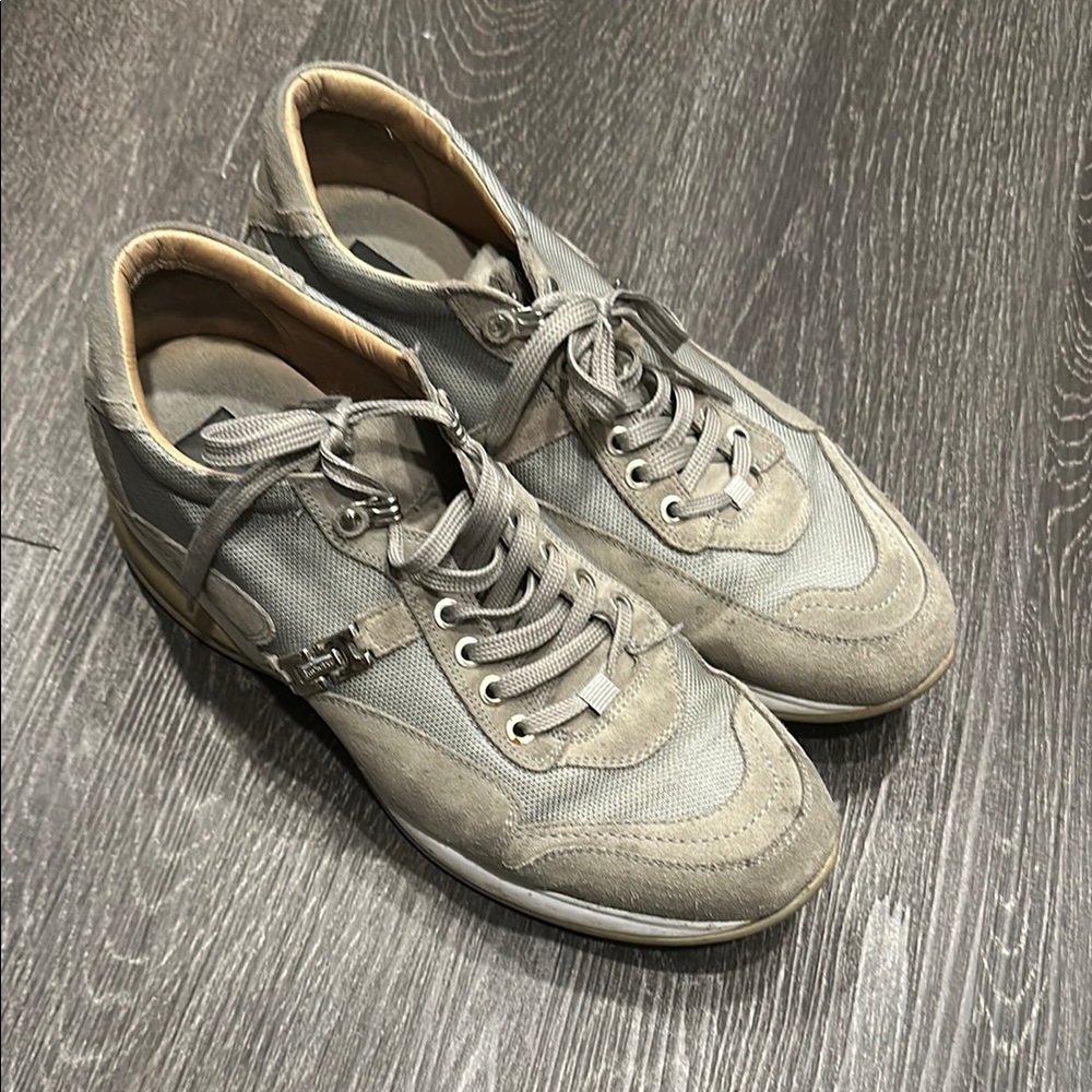 Cesare Paciotti Gray Sneakers with Suede and Mesh Upper